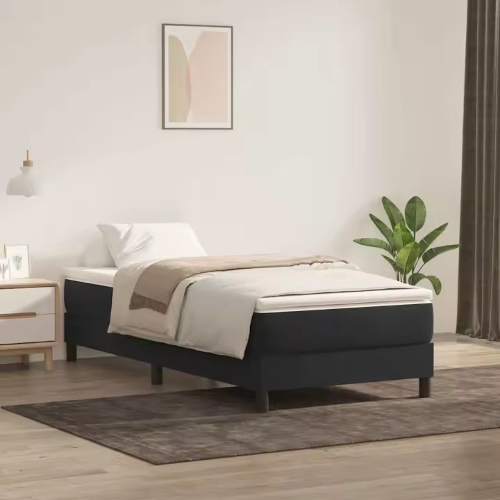 vidaXL Cama box spring sin colchón negro terciopelo 80x220 cm - 1