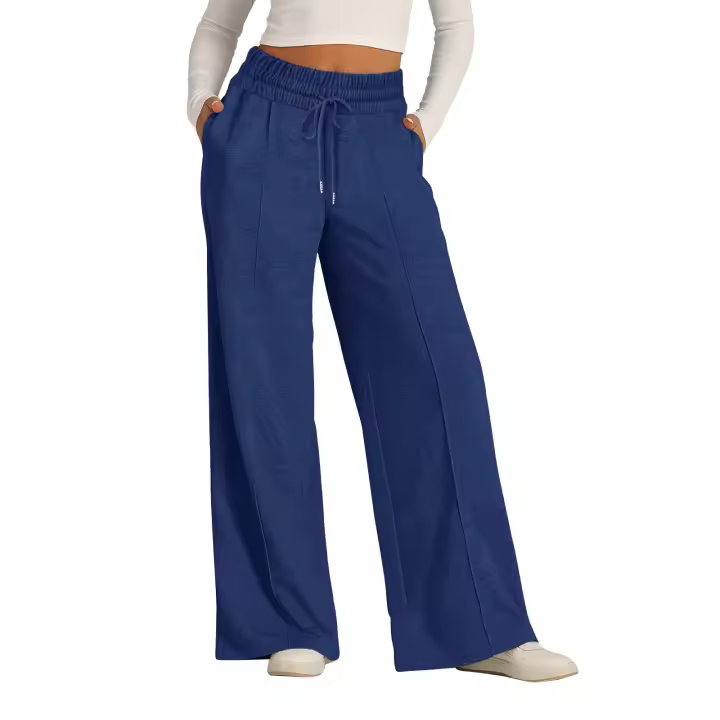 Suéter de pierna ancha de cintura alta, pantalones de yoga para mujer, estilo Jogger Ba, algodón informal, longitud hasta el tobillo - 1