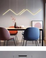 Lámpara Colgante LED Moderna Dorada/Negra Larga Para Restaurante Estudio Cocina Oficina Café Decoración Hogar Lujo Incluye Bombillas - details 8