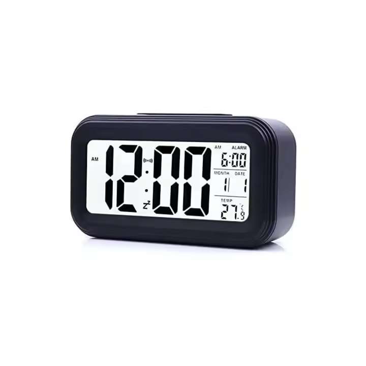 Reloj despertador Digital con batería, dispositivo silencioso con LED grande - 1