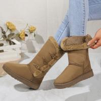 Botas De Nieve Clásicas De Peluche Para Mujer Botines De Piel De Oveja Calientes Invierno Nuevo 2024 Botines De Almohadilla De Poliuretano Suela De Madera Botas De Rodilla Alto Material De Suela De Terciopelo - details 3