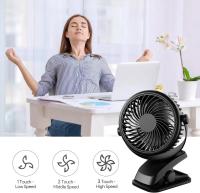 Ventilador de escritorio, Ventilador de refrigeración personal USB de 3 velocidades con rotación de 360 °, cable USB y batería para el hogar, oficina, gimnasio, pesca, camping - details 0