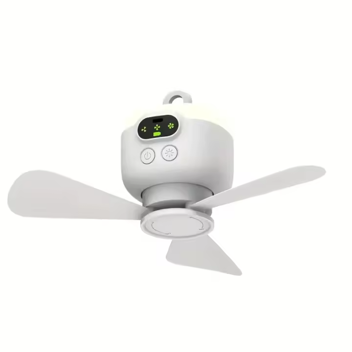Ventilador portátil para camping de 8000 mAh, luz nocturna LED, 3 velocidades, 12 horas de batería, viento fuerte, ideal para dormitorio, tienda de campaña, camping, pesca y aventuras al aire libre. - 1
