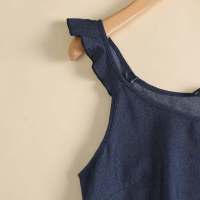 Vestido Bohemio De Verano En Denim Estilo ZANZEA Para Mujer Sin Mangas Con Volantes Y Cuello Redondo Vestido De Playa De Pato Corto Ropa Casual De Manga Larga - details 9