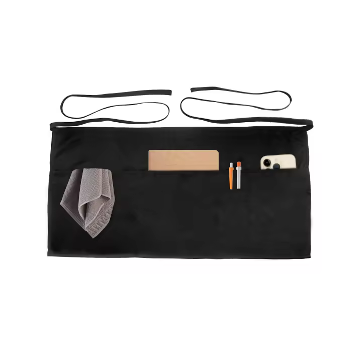 Delantales con 4 bolsillos (disponibles en paquetes de 3/7) 23,5'' X 11,5'' - 1 paquete de delantal de cintura - negro - 1