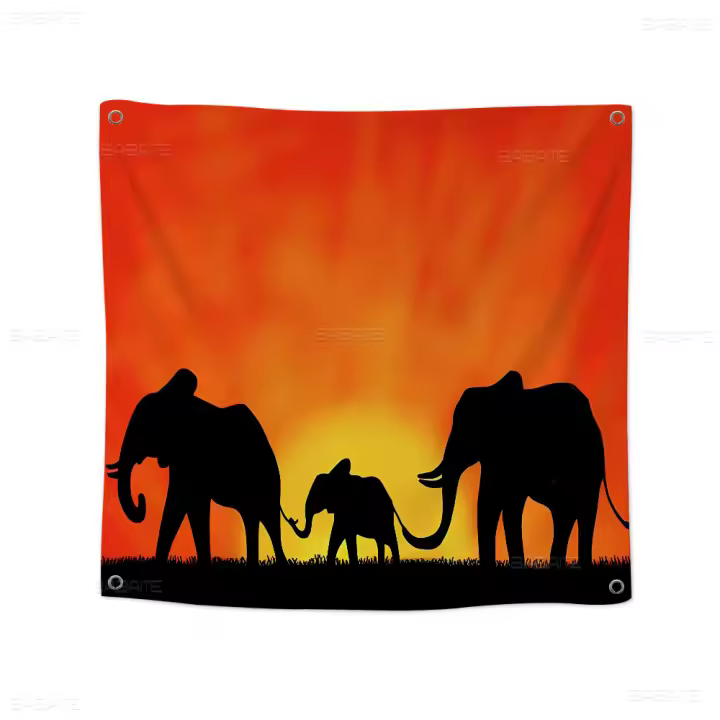 Bandeera Africana De Escena De Atardecer En Pradera Hecha De Poliéster Impresión Creativa Bandera Colgante Para Decoración Interior Y Exterior - 1