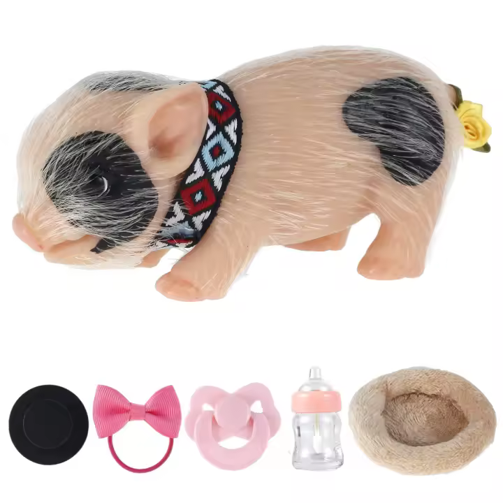 Muñeco De Cerdo Realista De 6 Pulgadas En Silicona Suave Mini Muñeco De Cerdo Recién Nacido Animal Realista Juguete - 1