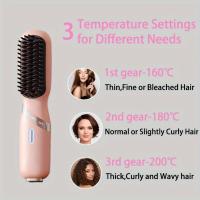 Planchas del pelo，Cepillo de alisado de pelo recargable USB [1pc], Cepillo de alisado de pelo recargable USB, control de temperatura de 3 velocidades, calentamiento rápido, volumen anti-aplastado, tecnología de iones negativos - details 5