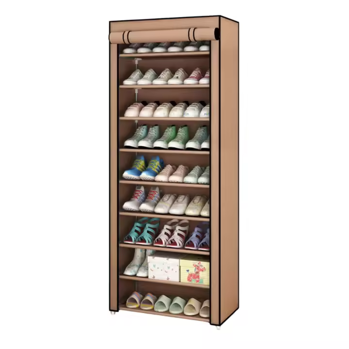 LUTODY - Organizador de zapatos de tela textil Zapatero auxiliar compacto de varios niveles, vertical, tubo de metal plegable - Vestidor portátil para recibidor, entrada, sala de estar, salón - Ligero y resistente - 1