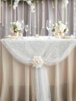 Mesa De Boda Con Perlas Blancas Y Tulle 1 Pieza Decoración De Fiesta De Boda Fondo De Evento Para Mesa De Comedor - details 3