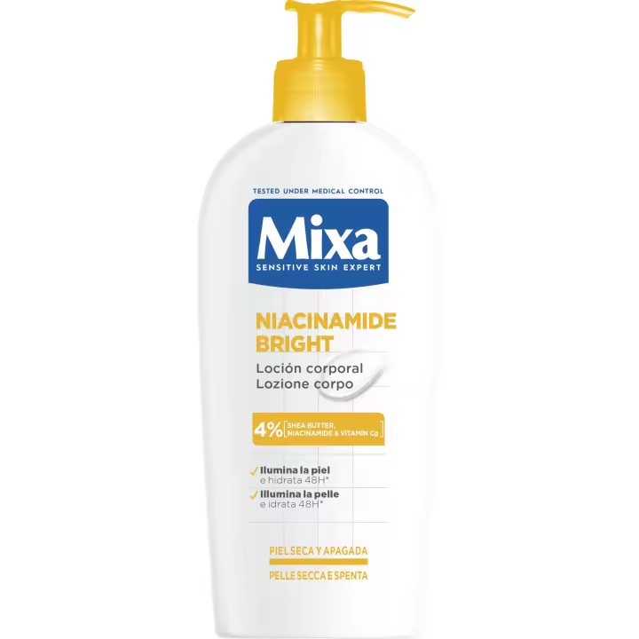 MIXA | Crema, Loción Corporal y/o aceite corporal anti estrias con niacinamida antimanchas e iluminadora para una piel sana, radiante y un tono uniforme. - 1