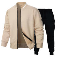 Conjunto De Sudadera Y Chaqueta Ligera Para Hombre En Color Sólido Estilo Casual Con Cierre De Cremallera Pantalones Con Cierre Elástico Streetwear Para La Vida Diaria - details 1