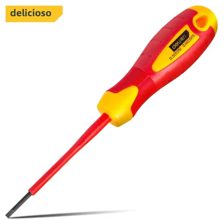 Deli 1pc Destornillador Aislado CR-V Con Puntas Magnéticas Para Electricista Herramientas De Reparación Portátiles Tipo De Cabeza De Destornillador: Phillips Y Slot - 1
