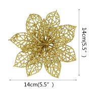 Decoración De Navidad Rosa Artificial Brillante 5/10pcs Flores Para Wreath Accesorios De Colores Adornos Para El Hogar DIY Noel - details 11