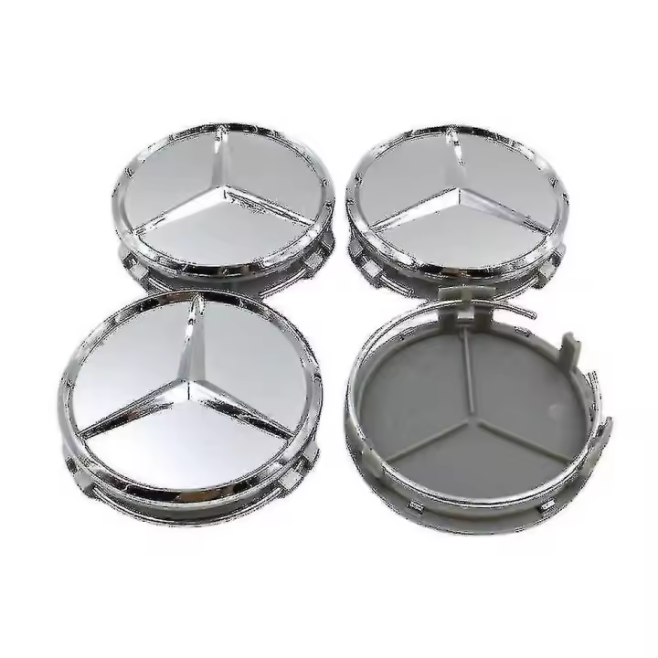 Insignia del borde de la cubierta de la rueda de coche del logotipo 75m 4-piece del Benz-Insignia del borde de la cubierta de rueda de centro, logotipo del borde de 3 esquinas - 1