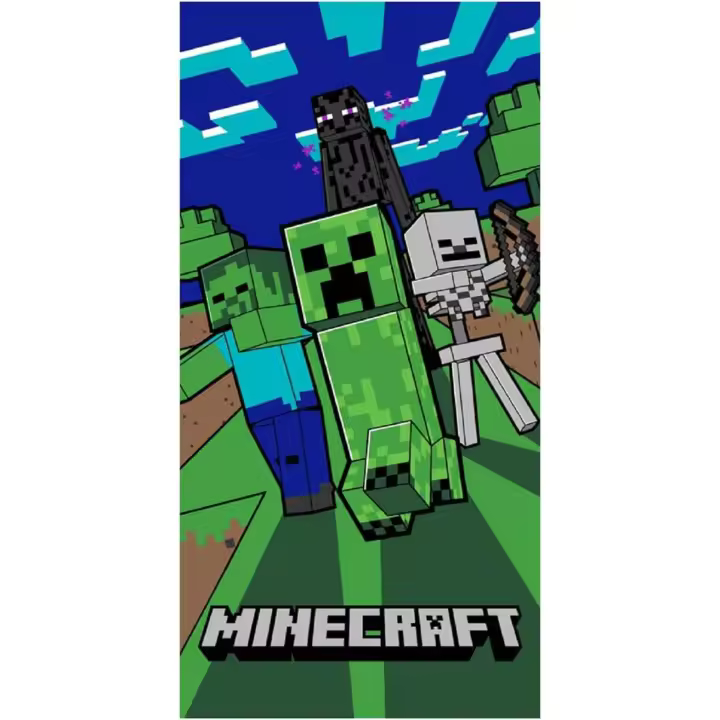 New Import Toalla de Algodón Minecraft 70X140Cm Producto Oficial Especial Regalos Para Todos - Suave y Absorbente - 1