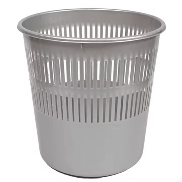 CABLEPELADO Papelera rejilla plastico, Cubo de reciclar, Cesta de basura, Papelera de plástico, Papelera escritorio, Papelera oficina, 28 cm alto x 27.5 cm diámetro, Capacidad 12 Litros, Gris - 1