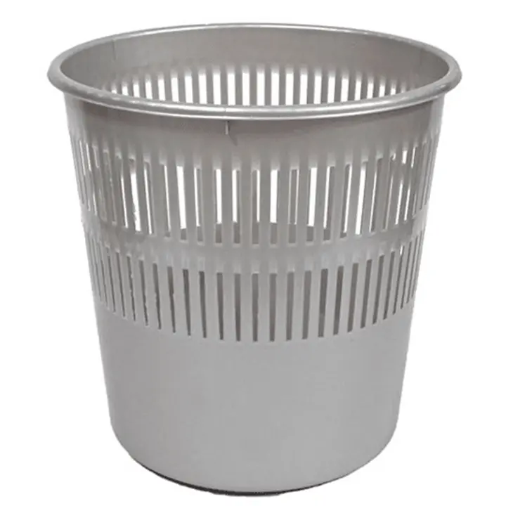 CABLEPELADO Papelera rejilla plastico, Cubo de reciclar, Cesta de basura, Papelera de plástico, Papelera escritorio, Papelera oficina, 28 cm alto x 27.5 cm diámetro, Capacidad 12 Litros, Gris - 1