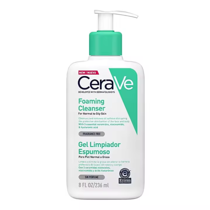 CERAVE PIEL NORMAL A GRASA GEL LIMPIADOR ESPUMOSO SIN PERFUME 236ML - 1