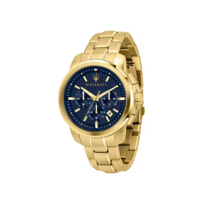 Maserati Reloj Hombre Successo Ext 44mm Chr Blue Dial Br Yg Acero 10 Atm - 1