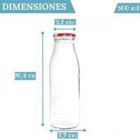 MundoTarros 6 Botellas de Cristal de 500 ml con Tapa de Rosca Hermética + Ebook de 102 Recetas - Botellas para Leche, Zumo, Batidos, Bebidas - Incluye Etiquetas - details 0
