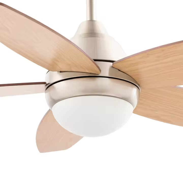 CREATE  - Ventilador de Techo 60W Silencioso Ø107 cm - Motor de cobre - Madera Natural - Sin WiFi- FLOWOOD STYLANCE NICKEL - 1