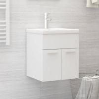 vidaXL Mueble con lavabo aglomerado en color gris brillante/Negro/Blanco brillante y más | almacenamiento funcional diseño moderno para baño dormitorio sala - details 4