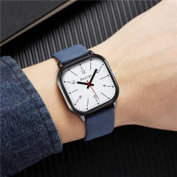 Reloj De Pulsera De Cuero Para Hombre Estilo Business Con Dial Cuadrado Y Marcadores Arábigos Movimento De Cuarzo Moda - details 2