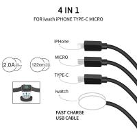 Cable De Carga USB Tipo C 4 En 1 PD Para iPhone/Android Acero Inoxidable Magnético Para Reloj Apple Watch IWatch 1-9 Ultra SE Carga Rápida - details 2