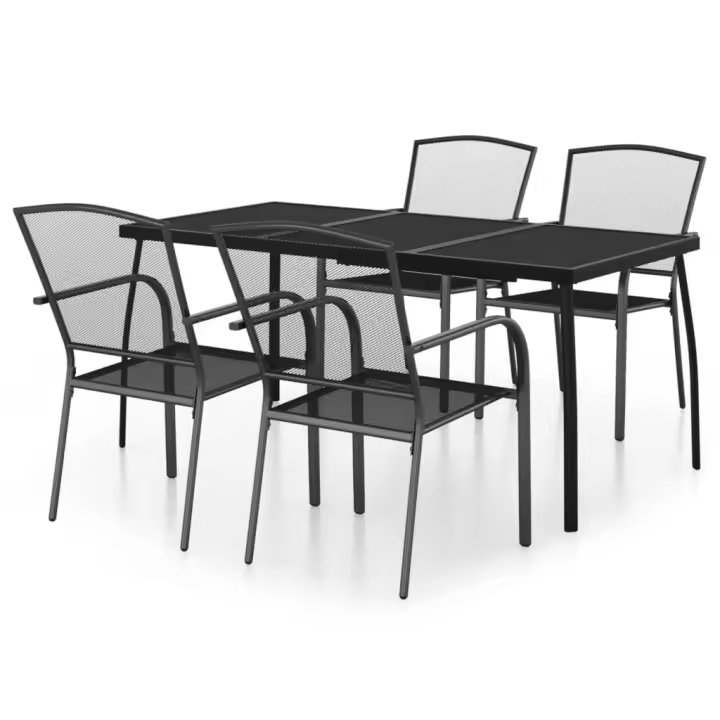 vidaXL Juego de comedor de jardín 5 piezas acero gris antracita - 1