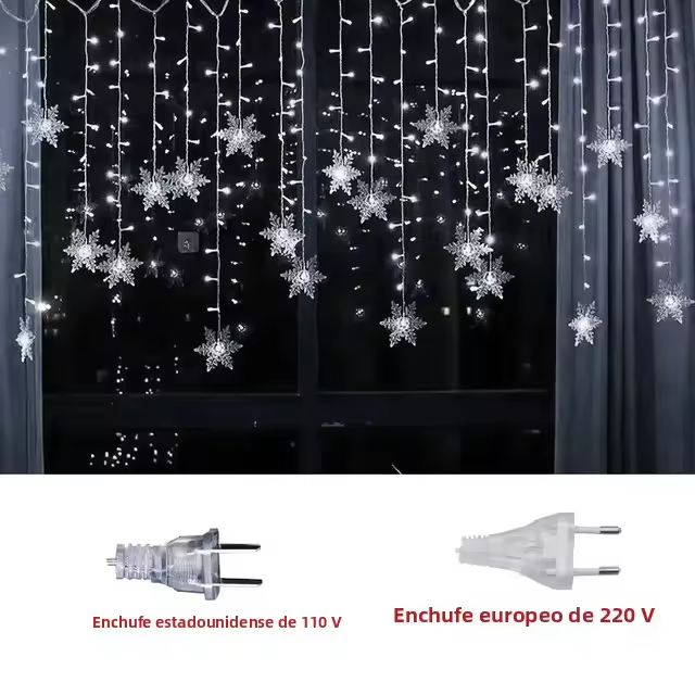 Luces De Navidad LED De 3.2M Con Formas De Copos De Nieve Luz Fina Impermeable Para Decoración De Fiesta De Boda Y Xmas - 1