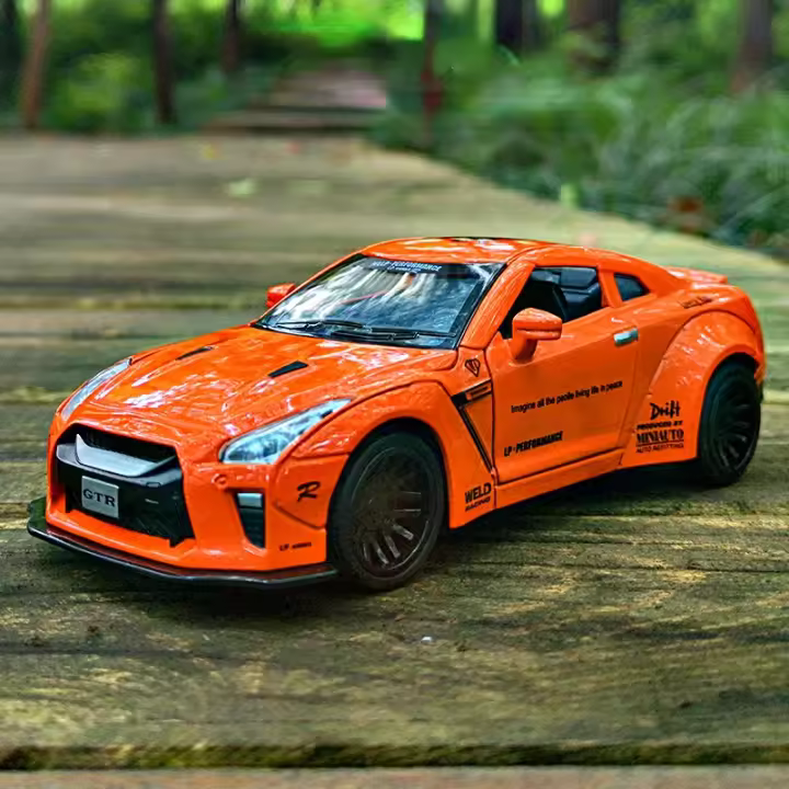 Coche De Deportes Nissan GTR De 1:32 En Metal Con Sonido Y Luz Vehículo De Juguete Para Colección Regalo Para Niños A297 - 1