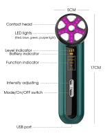 Dispositivo De Facial Con Microcorriente LED Luz Fotónica Máquina Levantamiento De Pecho Masajeador De Piel Rejuvenecimiento Belleza Vibration Rejuvenation Beauty Tool Verde/Azul - details 1