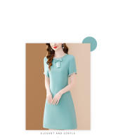 Vestido A-Line Elegante Para Mujer EVNISI Con Bordado En Flares Y Cuello En Escarf Oficina Moda Verano Cierre De Cremallera Longitud De Rodilla Polyester - details 2
