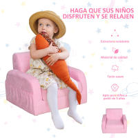 HOMCOM Sillón para Niños de 3 Años Sofá Transformable Diseño 2 en 1 Cama Infantil Plegable de 2 Posiciones con Reposabrazos Asiento Ancho Acolchado 47x45x38 cm Rosa/Azul - details 4