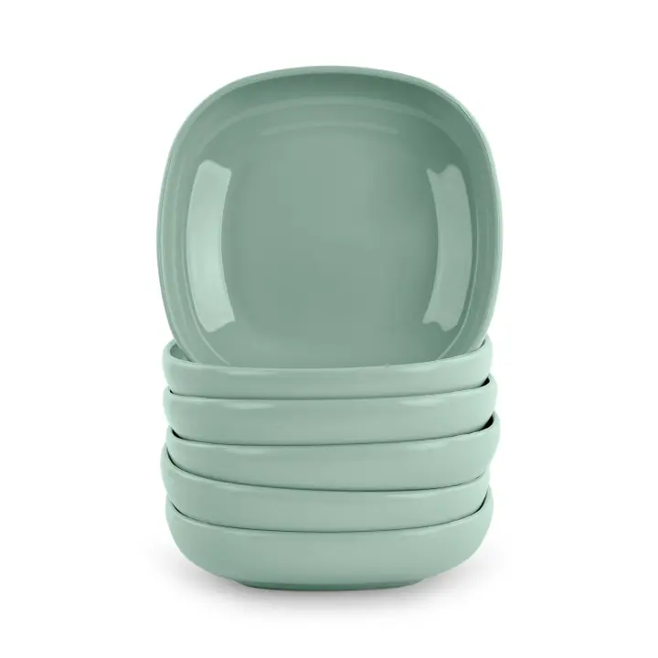 Plastic Forte - Juego de 6 Platos Stilo Cuadrados 13 cm Reutilizables. Ideal Fiestas. Verde - 1
