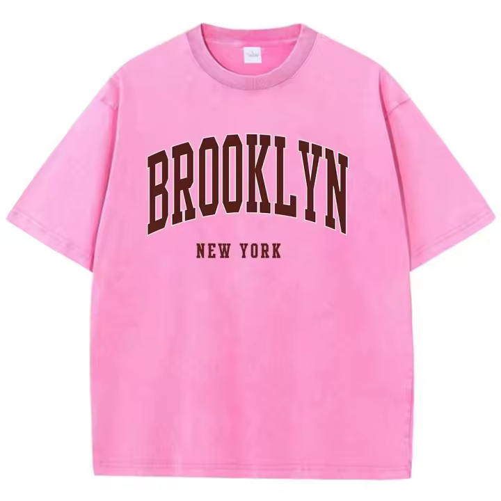 Camiseta De Algodón Cómoda Para Hombre Con Impresión De Letras De Brooklyn New York Cuello Redondo Estilo Hip Hop Suelta Y Cómoda Para Todo El Año - 1