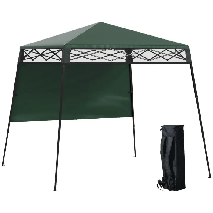 Outsunny Carpa Plegable 220x220x200 cm Cenador Plegable con 1 Pared Lateral Bolsa de Transporte Impermeable y Protección UV50+ para Jardín Patio - 1