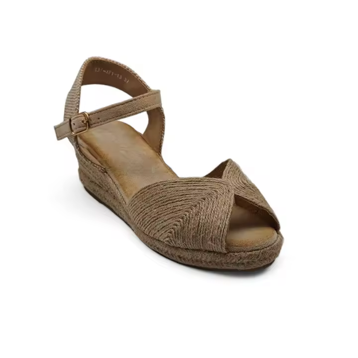 Calzados soraia, Sandalia de antelina y plataforma de yute, espardeñas de cuña, para mujer. - 1