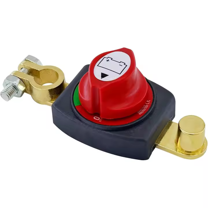 Interruptor de desconexión de batería de poste superior, interruptor maestro de corte de energía de batería de 12-24 V, aislador de desconexión para automóviles, vehículos, casas rodantes y embarcaciones. - 1