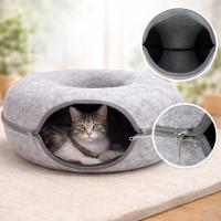 COTTECOTA– Cama Cueva para Gatos de Fieltro Tipo Túnel – 2 Tamaños M:50x50x20cm y L:64x64x28cm – Marrón, Gris y Gris oscuro – Lugar de entreteniemiento y descanso - details 2
