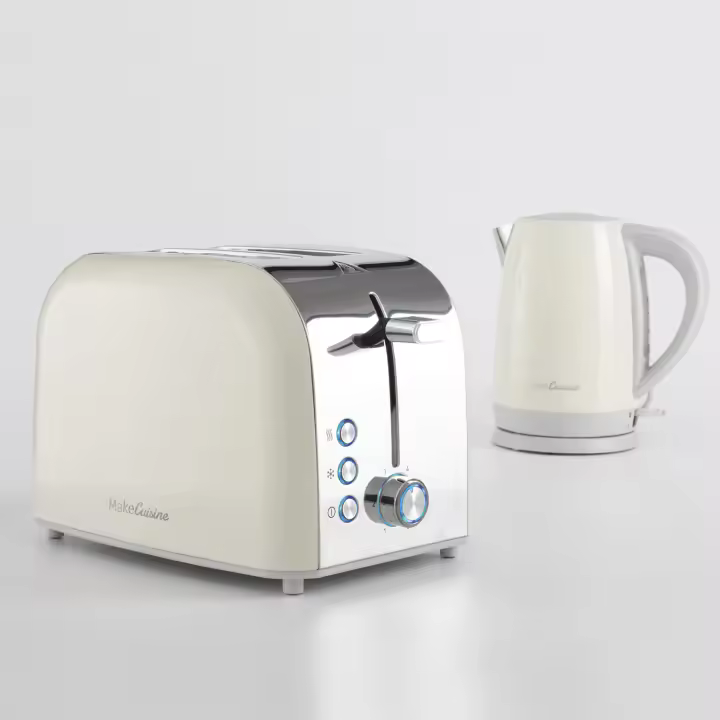 MakeCuisine - Pack Tostador de diseño vintage Loft Inspire - 900W, 2 Ranuras, Función Cancelar, Recalentar y Descongelar + Hervidor diseño Vintage Loft Inspire  - 2200W, 1.7 L, Control Temperatura, Paro Automático - 1