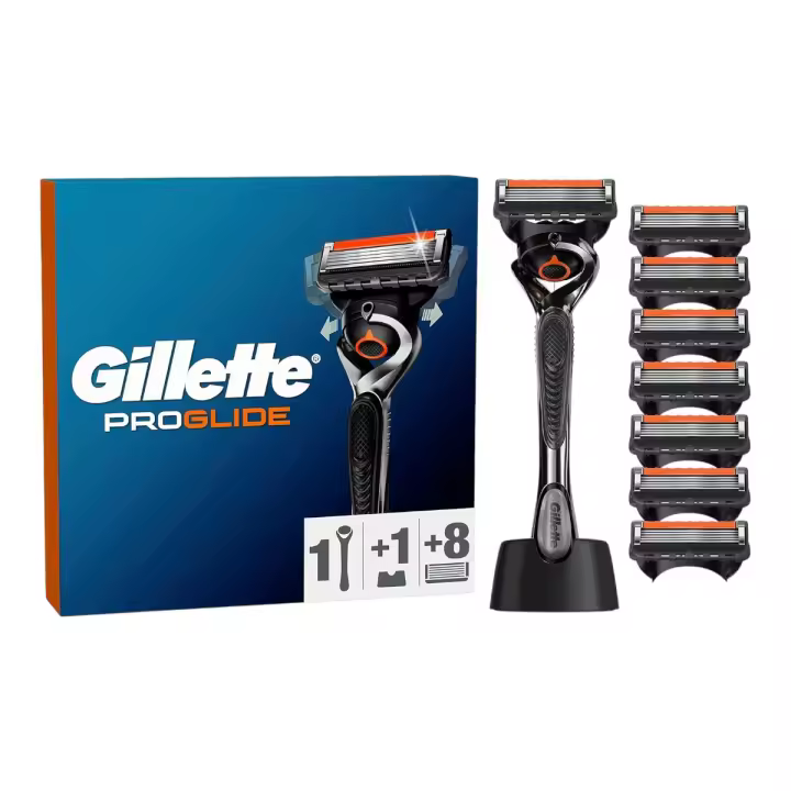 Gillette ProGlide – Máquinilla de Afeitar para Hombre con 8 Recambios y Base | 5 Hojas Ultraafiladas con FlexBall y Recortadora de Precisión - 1