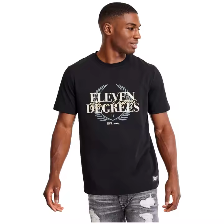 Camiseta de Manga Corta 11 Degrees Crest Graphic para hombre en color negro - 1