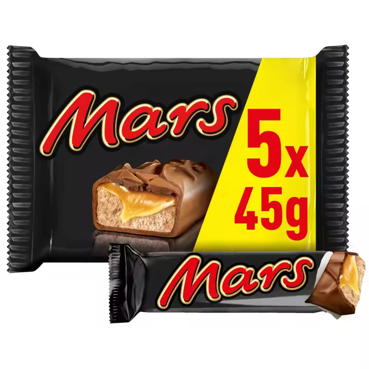 Mars Barrita de Chocolate con Leche, crema de turrón y caramelo, 8 pack con 5 de 45g - 1