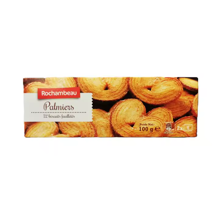 Rochambeau - Palmeras finas y crujientes, 12 biscuits feuilletés 100g - (3 packs a elegir) - 1