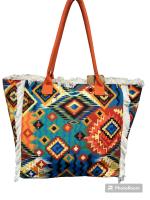 MEJORADA Bolso de playa o piscina grande con estampados del estilo original con fleco de borla blanco de algodon,tamaño 55*37*19CM.contiene bolsillos interior y forros.tejido 100% poliéster - details 1