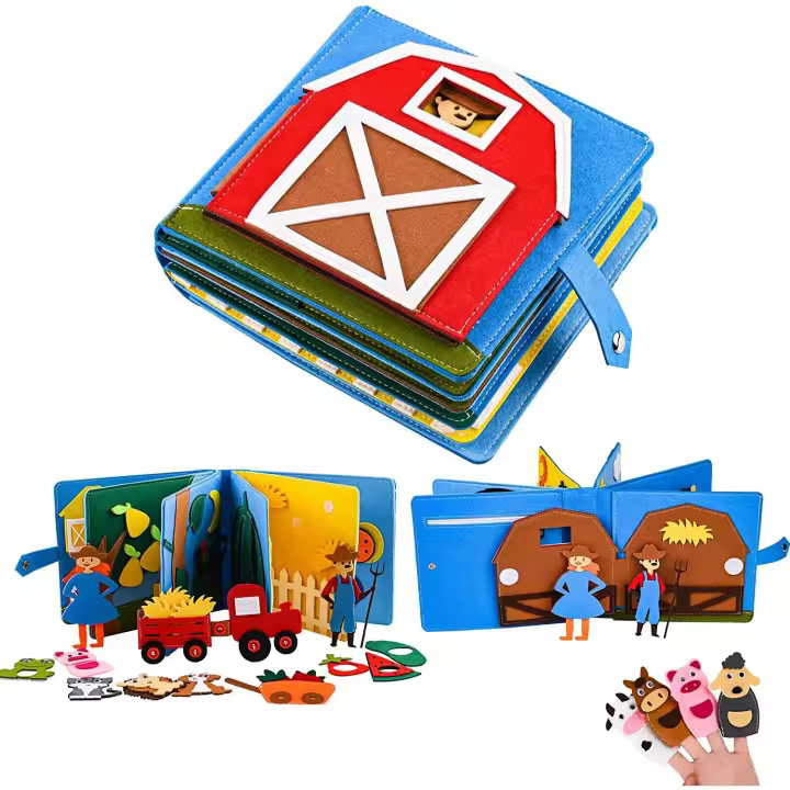 Conjuntos de álbumes de recortes Libro de tela Montessori 3D para niños pequeños, tablero ocupado de fieltro, juguete de aprendizaje temprano para niños de 1 a 6 años - 1