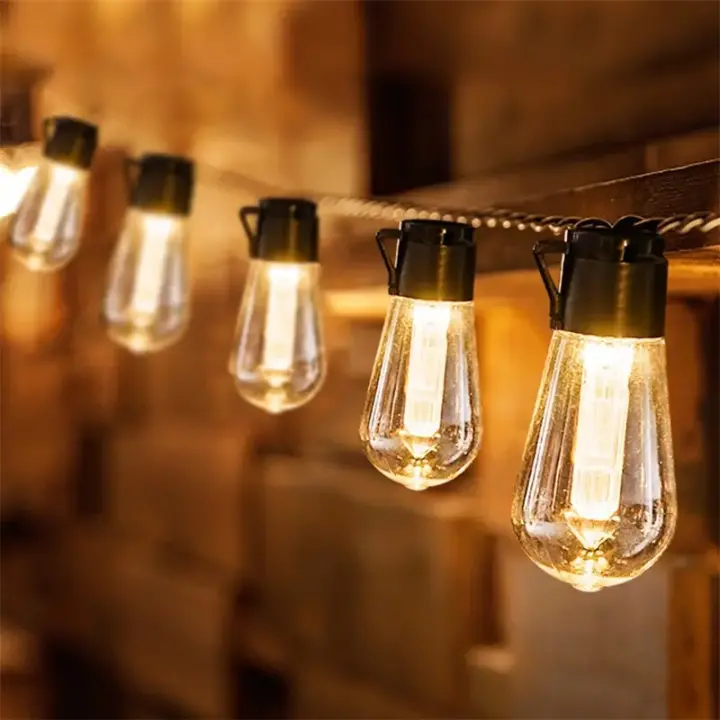 Guirnalda de luces LED solares para exteriores, Bombilla de decoración navideña, resistente al agua IP65, S14, para vacaciones y jardín - 1