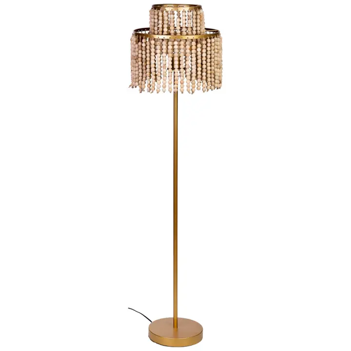 Lámpara de pie de metal y madera 38x38x130.5/152.5h cm - 1